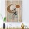 Designart - Abstract Sun & Moon With Minimal Plants - Modern Print on Natural Pine Wood